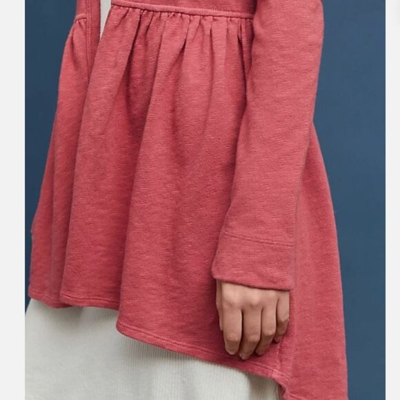 T.LA | Anthropologie Cotton Peplum Cardigan "Beira" Pink Open Front | Size Small - Picture 4 of 14